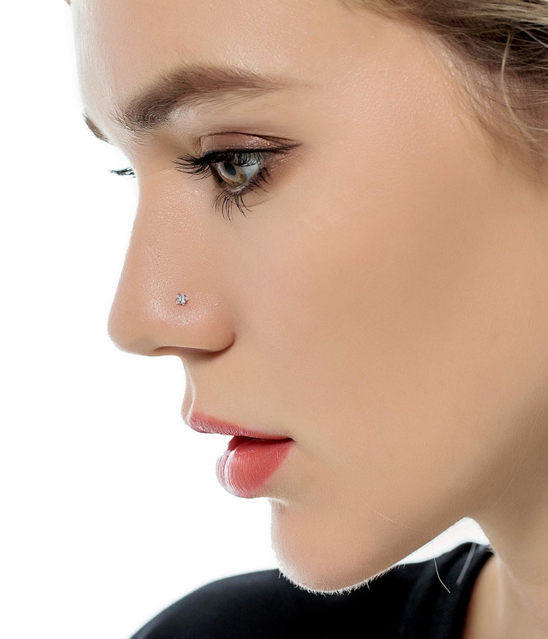 Tornito 20G 20Pcs Nose Ring CZ Nose Stud Retainer Bone Labret Nose Piercing Jewelry Set Stainless Steel Silver Tone - Image 2
